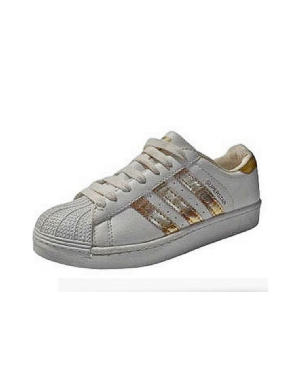 Adidas Superstar Women’s White Gold Metallic Sneakers Shoes Size 5.5 – Like New
